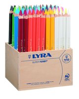 LYRA Super Ferby lackiert Ø 10 mm, 6,3 mm Mine, 96 Stück im Holzaufsteller in 24 Farben sortiert