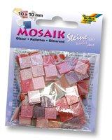 Mosaiksteine Glitter Mix pink 10x10mm 190 Stück 45g aus hochwertigem Kunstharz