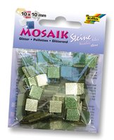 Mosaiksteine Glitter Mix grün 10x10mm 190 Stück 45g aus hochwertigem Kunstharz