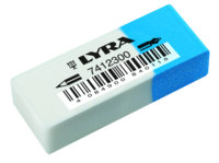 Lyra Radiergummi Kombi weiß-blau 50x19x12mm für Blei und Tinte